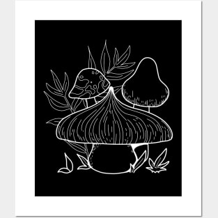 Line Art Design Mushroom Posters and Art